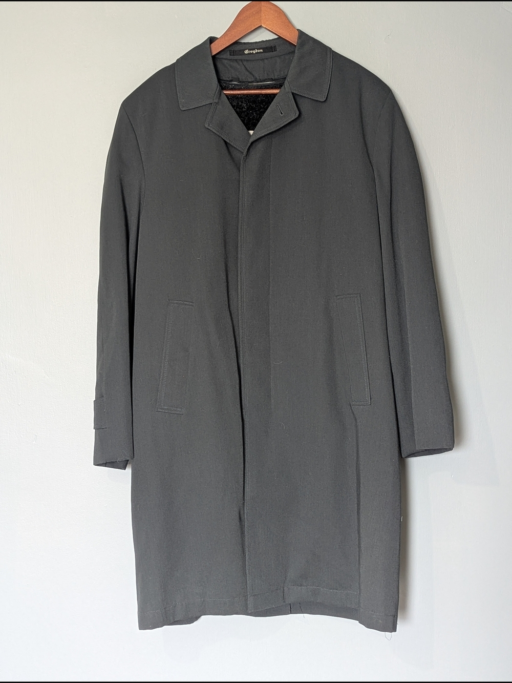 Vintage Avant Garde By Croydon Mens Dark Gray Overcoat 60s Wartime Dark Academia